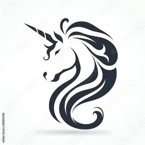 A black unicorn with a horn art attractive realistic harmony.