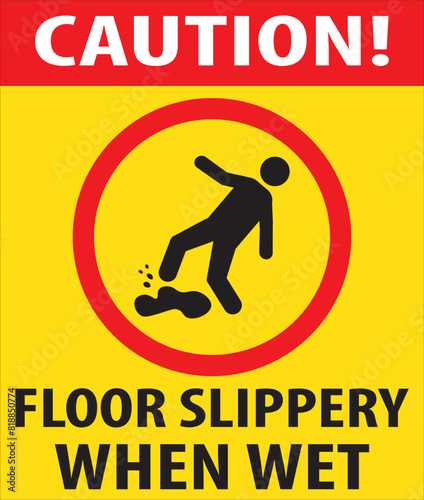 Floor slippery when wet sign vector