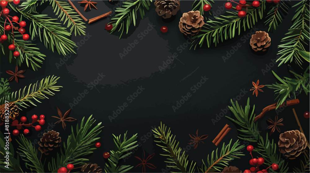 Square natural backdrop with frame made of coniferous