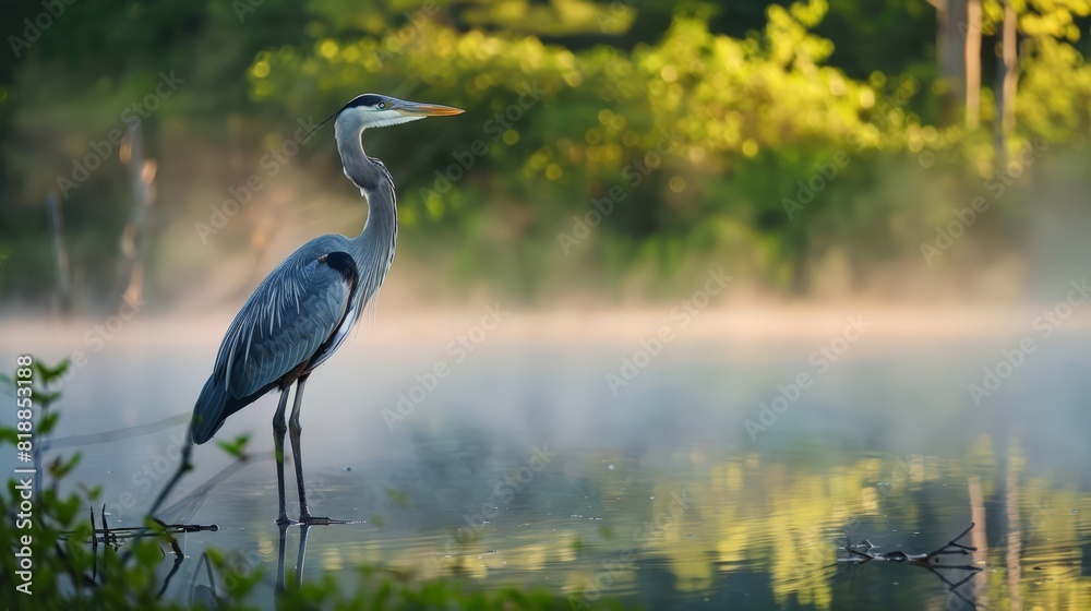 Misty River Dawn with Heron Misty River Dawn with Heron