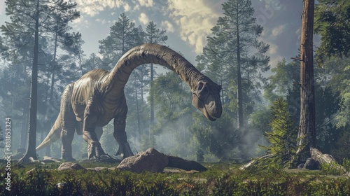 Brontosaurus is a quadruped sauropod dinosaur that lived in the Late Jurassic period. photo