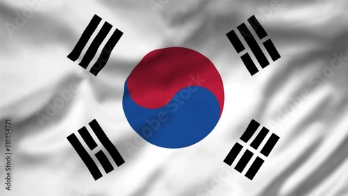 South Korea,Flag waving in the wind, National Flag background video, High Speed Full HD 4K