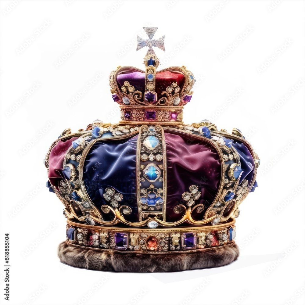 Crown isolated on white background. 3D rendering. King crown