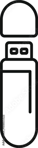 Simple outline illustration of a usb flash drive, isolated on white background