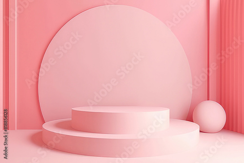 minimal pastel pink stage space for present product in marketing advertisement