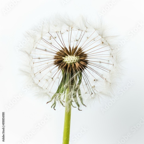 profile view of a beautiful dandelion flower isolated on white background