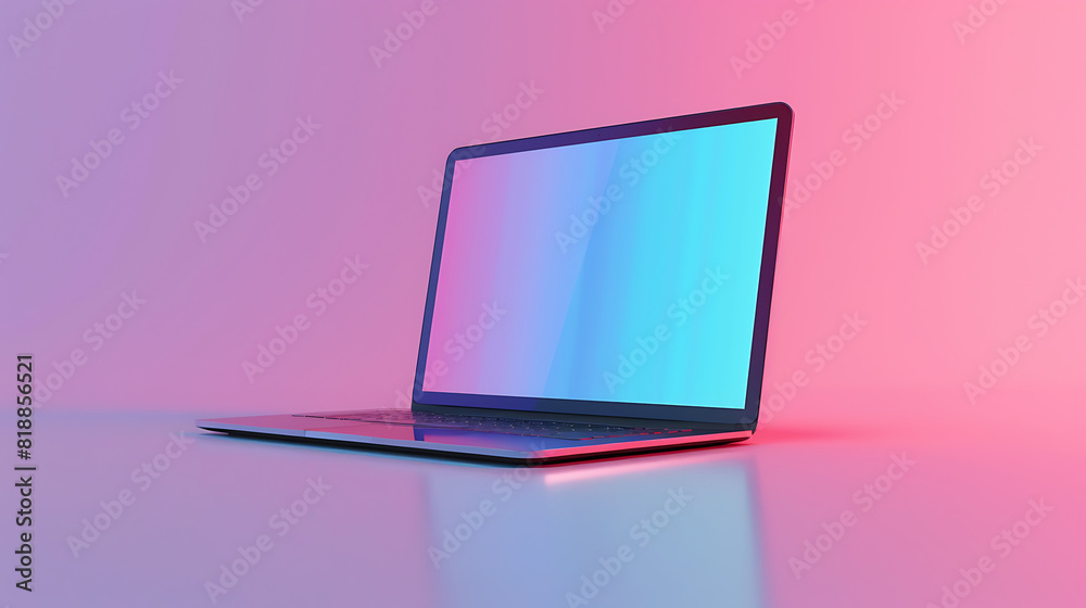 A minimalist 3D laptop with a soft gradient background from cyan to lavender A minimalist 3D laptop with a soft gradient background from cyan to lavender