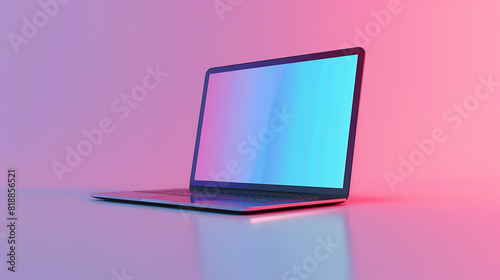 A minimalist 3D laptop with a soft gradient background from cyan to lavender
