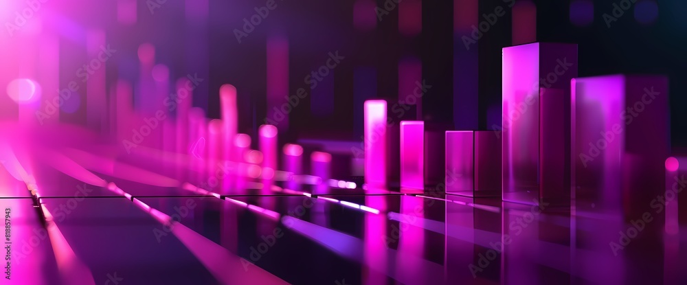 A sleek and modern side view of a simple bar graph in vivid purple color, providing a clear visualization of data points, captured with HD clarity.
