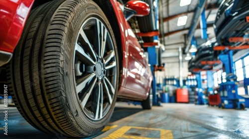  Car tires with a great profile in the car repair shop