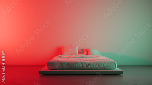 3D sleep tracker set against a gradient background blending shades of red and green photo