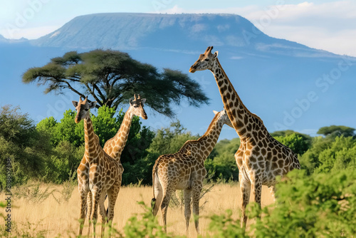 three giraffes in national park