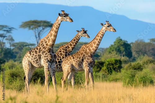 three giraffes in national park