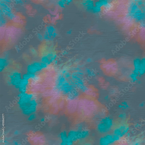 Tie Dye Shirt Paint. Seamless Dyed Circle. Black Swirl Watercolour. Tie Dye Curve Circle. Blue Print Pattern. Circle Tie Dye Print. Vector Old Round Pattern. Spiral Green Circle. Neon Dark Print.