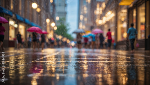 Wallpaper Mural Night city in heavy rain, reflections in puddles Torontodigital.ca