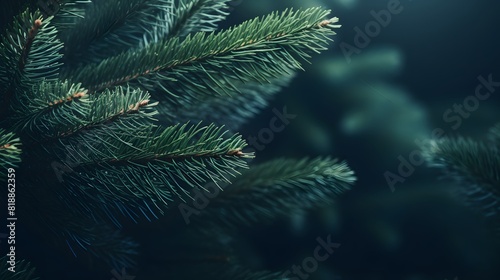 Green pine tree branches. Generative AI.