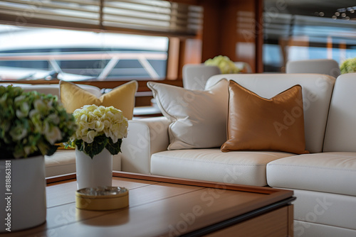 interiors of luxury yachts without people ultra-realistic photograph