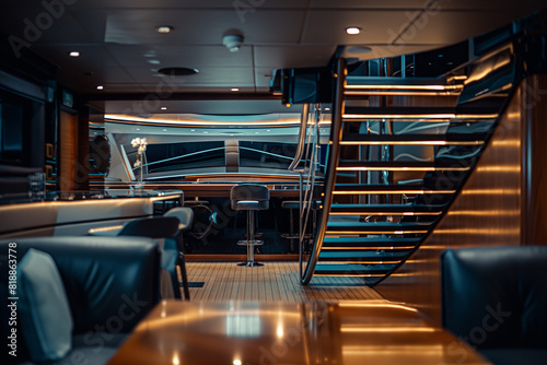 ultra-realistic image of luxury yacht interiors without people photo