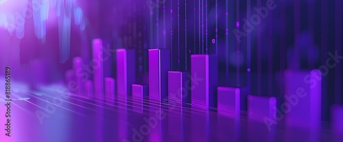A bold and striking side view of a simple bar graph in vivid purple color  providing a clear visualization of data points  captured with HD clarity.