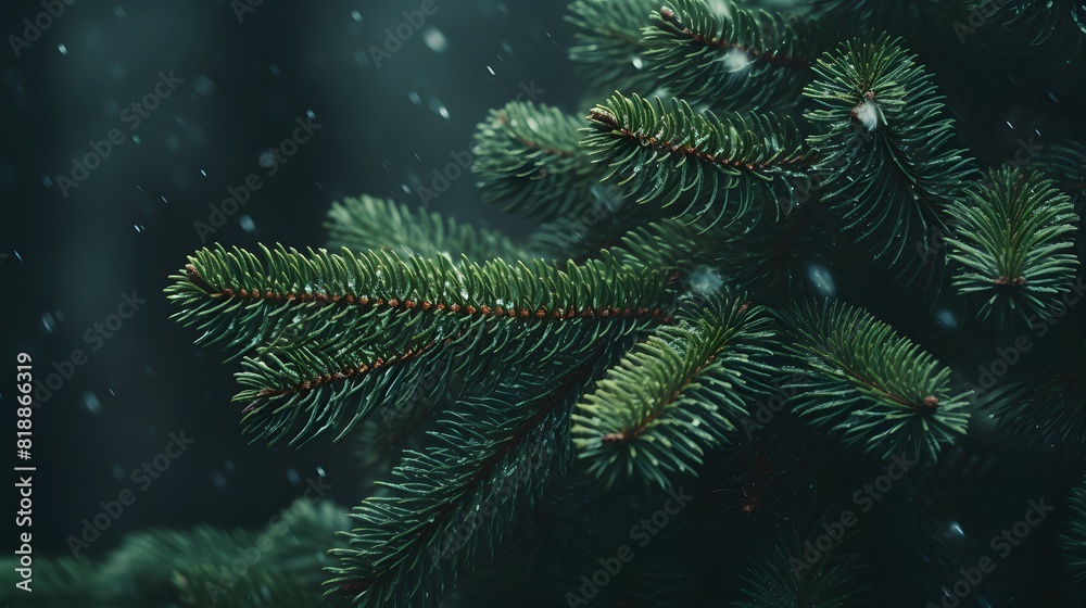 Green pine tree branches. Generative AI.