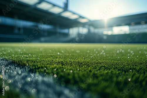 modern soccer pitch without people ultra-realistic photograph