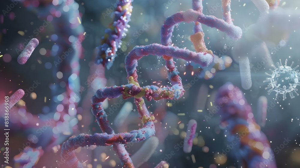 DNA structure under microscope isolated background DNA structure under microscope isolated background