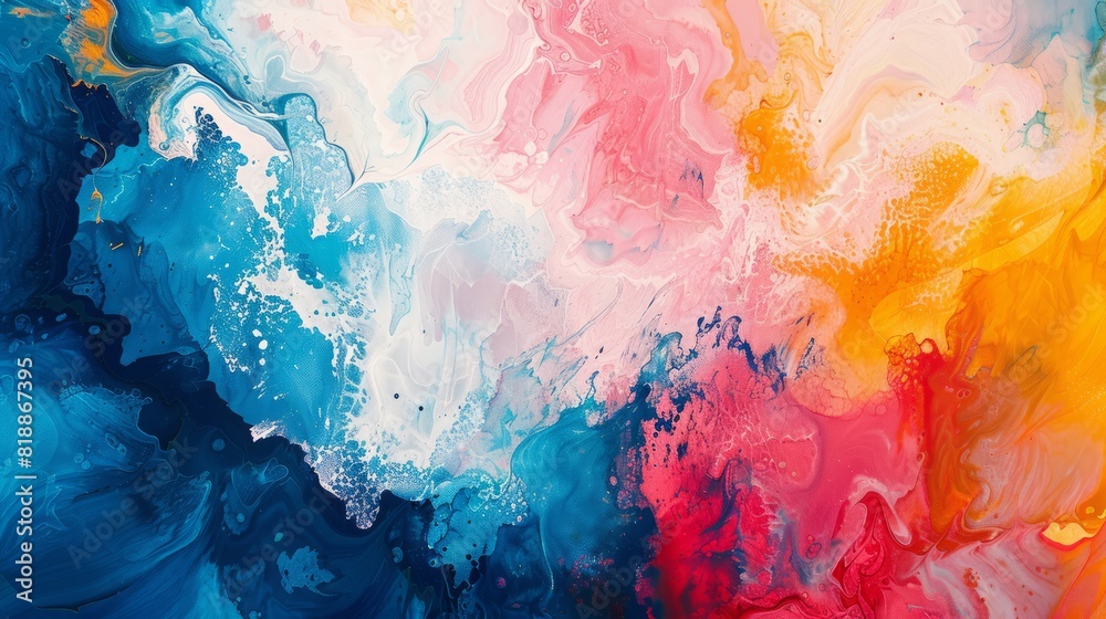 A vibrant abstract painting showcasing a harmonious blend of colors and shapes, ideal for wall art and design projects seeking a modern and artistic touch. A vibrant abstract painting showcasing a harmonious blend of colors and shapes, ideal for wall art and design projects seeking a modern and artistic touch.