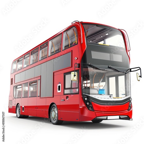 New year bus on white or transparent background