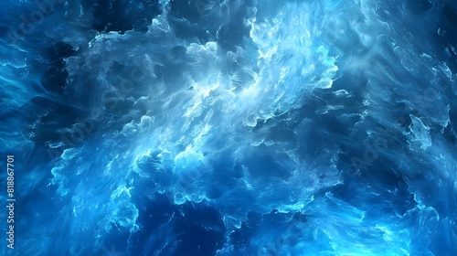 Powerful Blue Ocean Waves Crashing with Dynamic Energy and Motion
