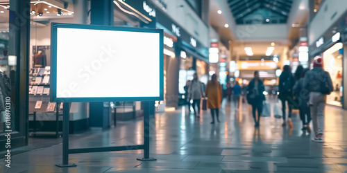 A blank white digital billboard in shopping mall,