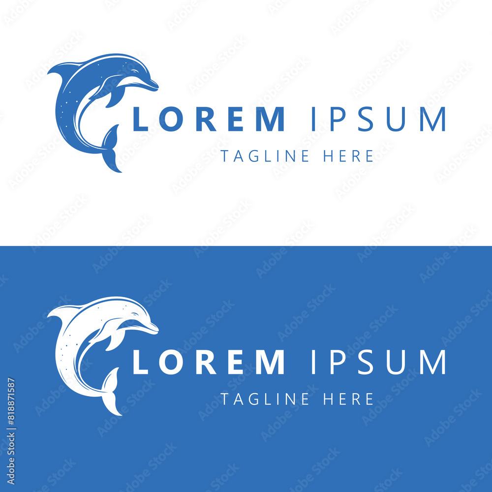 Fototapeta premium Sleek Dolphin Logo Design with Fluid and Playful Features