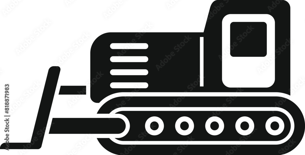 Vector illustration of a bulldozer icon in a solid black silhouette style for construction themes Vector illustration of a bulldozer icon in a solid black silhouette style for construction themes