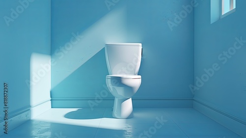  toilet with blue background window with sunray's