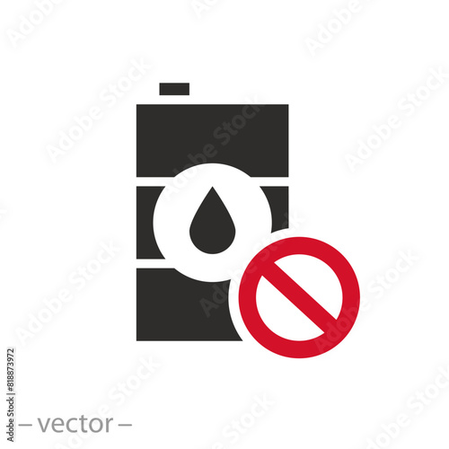 forbidden storage or use stamp icon, barrel oil ban, flat symbol on white background - vector illustration