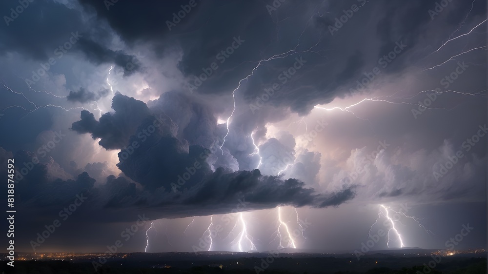 effects of lightning and thunder in the sky, generative AI effects of lightning and thunder in the sky, generative AI