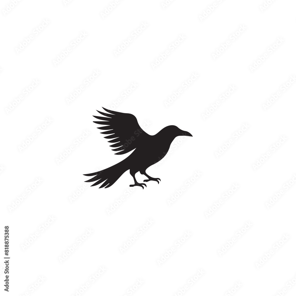 Fototapeta premium Raven in cartoon, doodle style. Image for t-shirt, web, mobile apps and ui. Isolated 2d vector illustration in logo, icon, sketch style, Eps 10. AI Generative