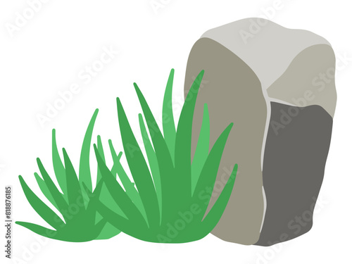 Stone Background with Grass Illustration

