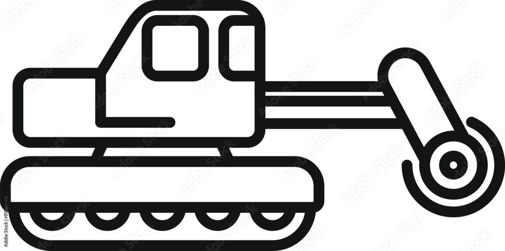 Construction excavator line icon in simple outline art style for heavy machinery equipment vector illustration. Perfect for industrial, engineering, and building projects Construction excavator line icon in simple outline art style for heavy machinery equipment vector illustration. Perfect for industrial, engineering, and building projects