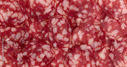 salami sausage sliced, background