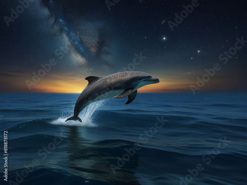 Dolphins jumping in the moonlight © Zilla Kaninoo