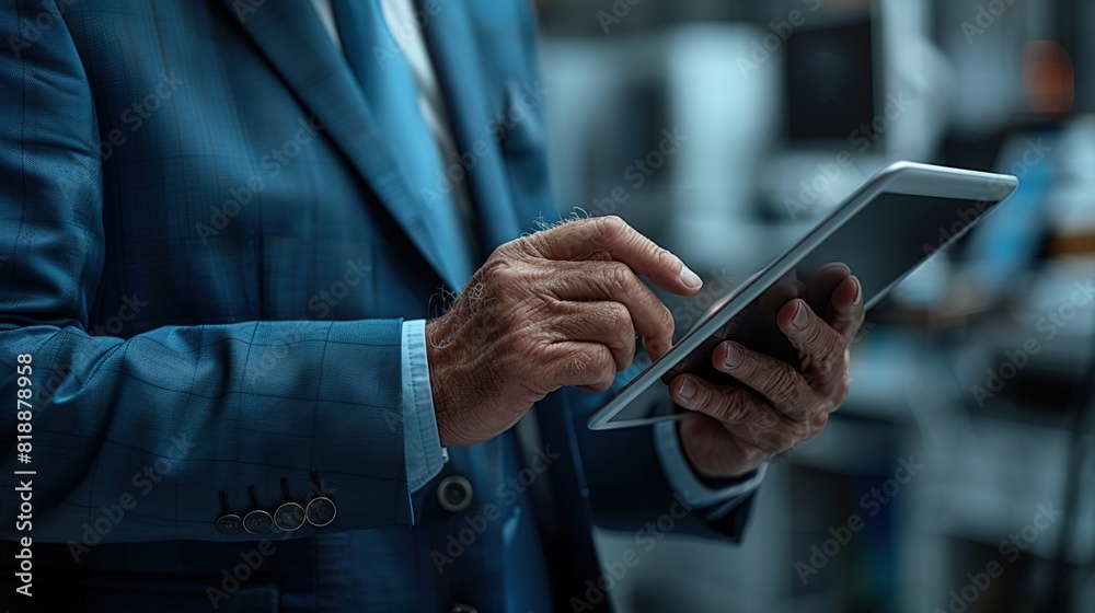 Unrecognizable businessman holding a tablet