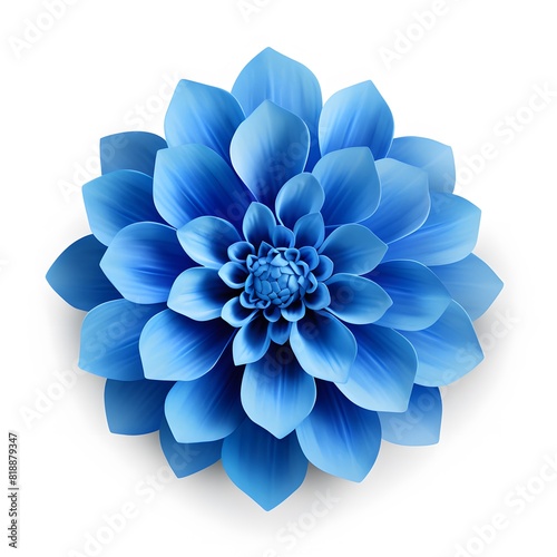 Blue dahlia flower isolated on a white background. Generative AI.