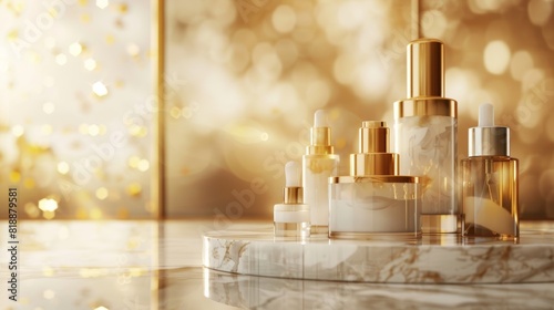 Luxurious Gold and White Themed Skincare Banner for Elegant Beauty Product Advertising