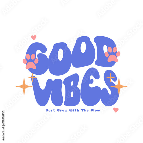 Good Vibes vector lettering clip art isolated on white background. Handwritten poster or greeting card, tshirt (ID: 818880750)