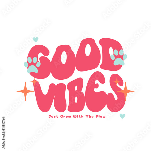 vector Good Vibes lettering clip art isolated on white background. Handwritten poster or greeting card, tshirt (ID: 818880760)