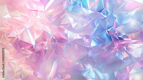 Abstract Pastel Colored Geometric Background with Faceted Crystal-like Shapes