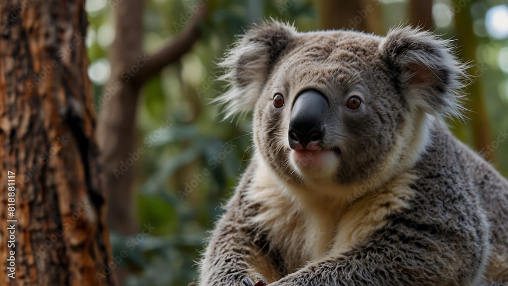 Sitting Bear Cute Koala On Tree Sitting Bear Cute Koala On Tree