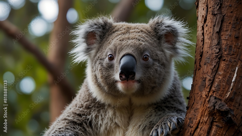 Obraz premium Sitting Bear Cute Koala On Tree