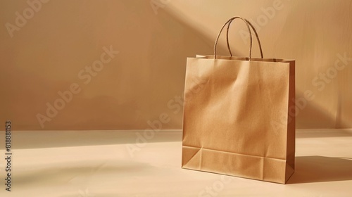 blank paper bag mockup in aesthetic style. paper bag mockup template .