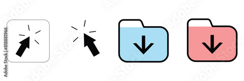 download folder icon, file document import icon sign with arrow down. file download icon.